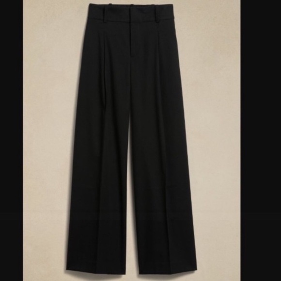 BANANA REPUBLIC BLACK LOULOU WIDE LEG PANTS - SIZE 12 - Picture 3 of 5